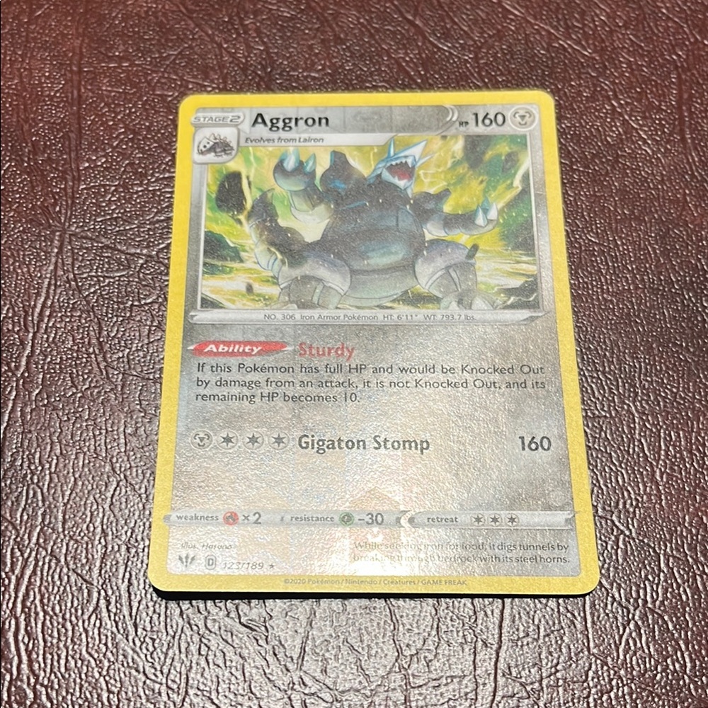 Aggron Pokémon Card with Yellow Border